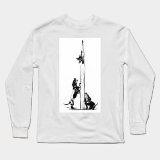 Vintage 1916 dogs and cat illustration Long Sleeve T-Shirt